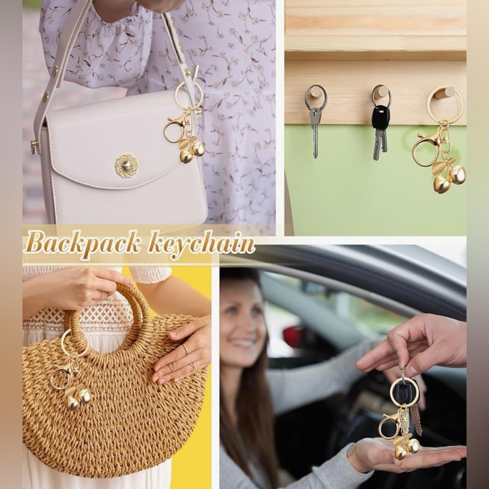QTY 3 Gold Cherry Keychain Bag Charm Jewelry Accessories NEW - Picture 5 of 5